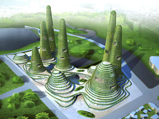 Green skyscrapers: Gwanggyo self-sufficient organic city, Seoul, South