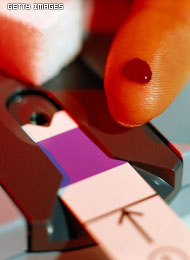You can test your own blood glucose level regularly using a simple kit.