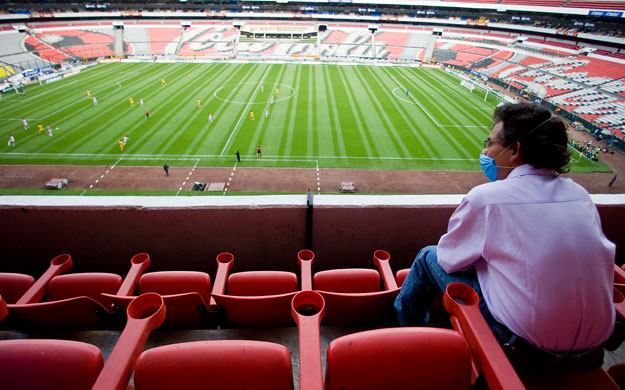 Mexico swine flu: The Aztec stadium during the Mexican league football match.
