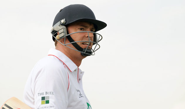 Afghanistan cricket: Jamie Theakston walks out during a match between Ditchling and Afghanistan.