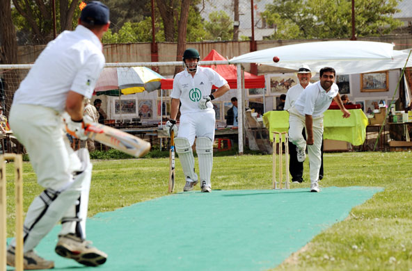 Afghanistan cricket: A member of Afghanistan's cricket team bowls against Ditchling