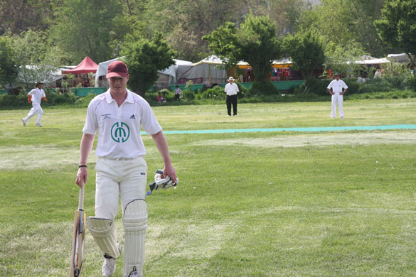 Afghanistan cricket: A member of Ditchling's team leaves the field