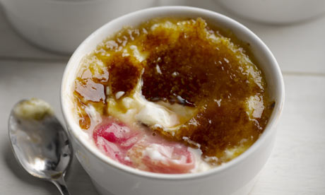 Rhubarb and ginger Brulee. Delia Smith recipe