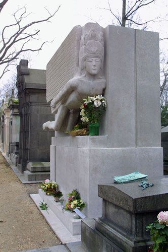 gravestone: Oscar Wilde's grave at the Pere Lachaise cemetery, Paris