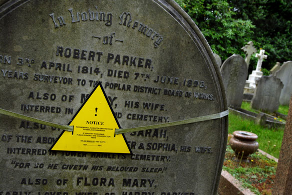 gravestone: A reclaimed headstone in City of London cemetery, Manor Park