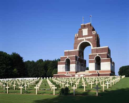 gravestone: The Thiepval Memorial and war cemetery, France