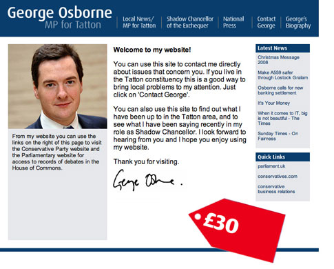 Tory allowances : George Osborne attempted to claim £30 for his personal website