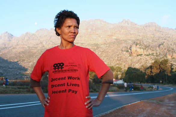 Tesco fruit farms: Frieda Boesak wearing a Women on Farms Project T shirt