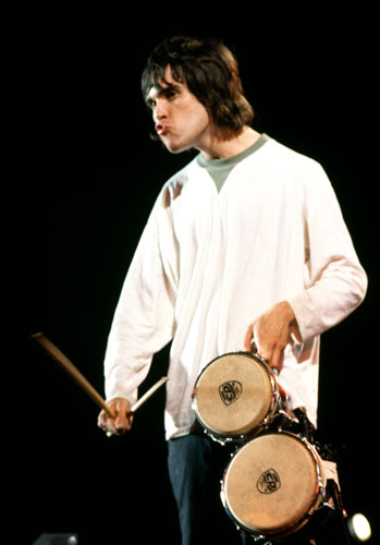 The Stone Roses : Ian Brown of The Stone Roses at Spike Island 1990 