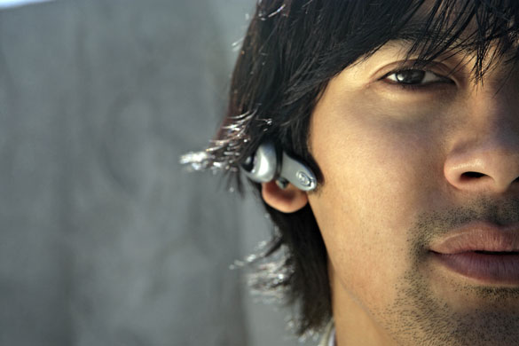 Star Trek technology: A man wearing a Bluetooth earpiece
