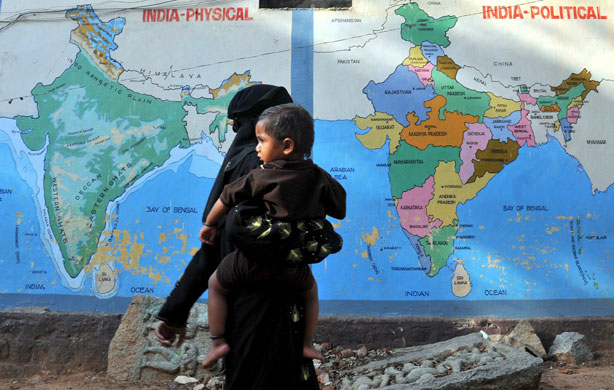 India Elections 5th Stage: An Indian woman on her way to cast her vote in the Indian elections