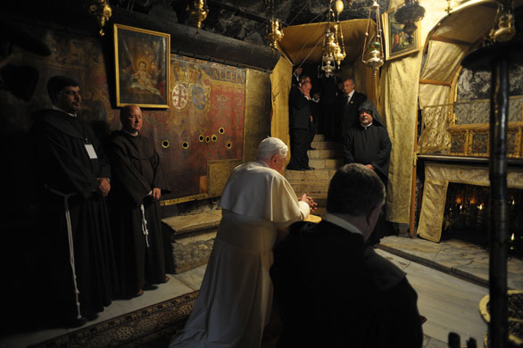 Pope Benedict: Pope Benedict XVI visits the Church of the Nativity