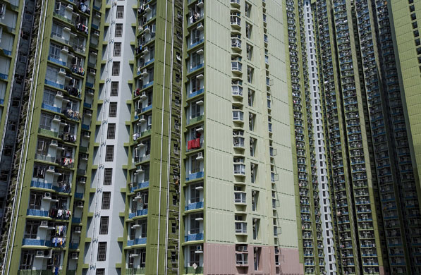 15 May 2009: Hong Kong, China: Tower blocks at a housing estate