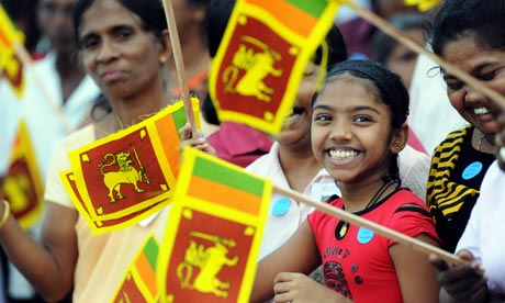 Sri Lankan Flag. Supporters wave the Sri Lankan