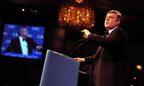 Gordon Brown addresses the CBI annual dinner