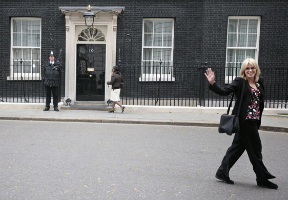 Gurkha's victory: Joanna Lumley outside 10 Downing Street after meeting Gordon Brown