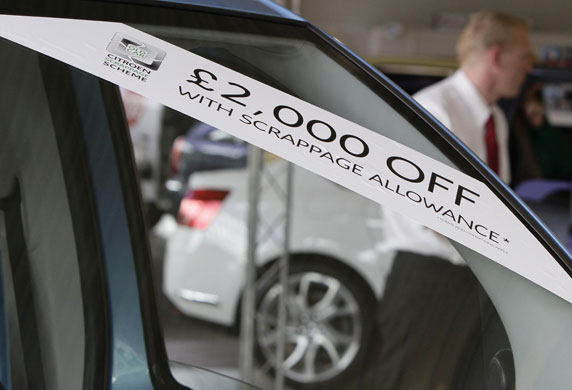 Week in Business: Car displaying the scrappage allowance in a Citroen showroom