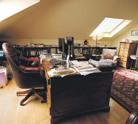 Clive James's writing room for Saturday Review.