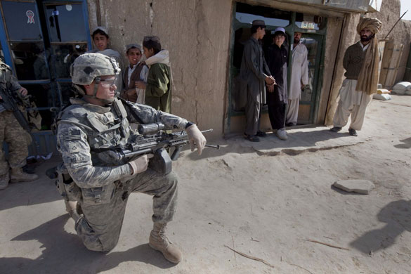 Sean Smith in Afghanistan: An American Army soldier on foot patrol in Chenargay village 
