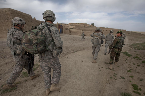 Sean Smith in Afghanistan: American and Afghan soldiers on foot patrol into Chenargay village. 