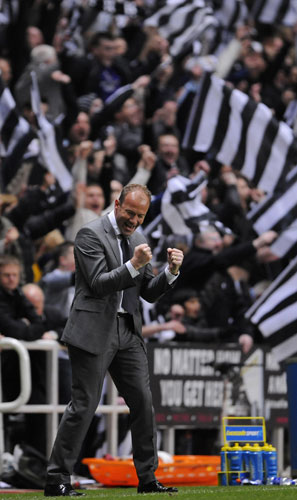 Relegation timescale: Alan Shearer celebrates on the final whistle