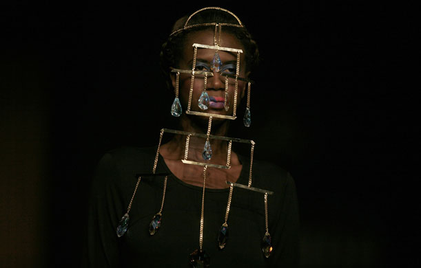 24 hours in pictures: A model wears a creation by Mexican designer Gustavo Helguera