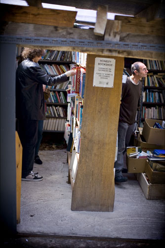 Hay Festival 2009: Books for sale at the Honesty book shop in Hay-on-Wye