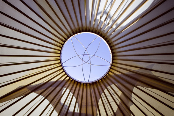 Hay festival yurt: Inside the Guardian Yurt Hay-on-Wye book festival 2009