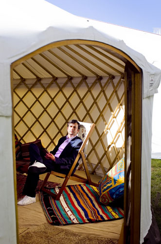 Hay festival yurt: Robert Peston, the BBC's business editor in the Guardian's yurt