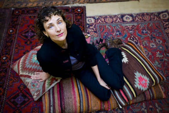 Hay festival yurt: Rebecca Miller, American writer Hay-on-Wye book festival 2009 