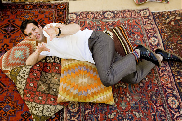 Hay festival yurt: Comedian Marcus Brigstocke Hay-on-Wye book festival 2009