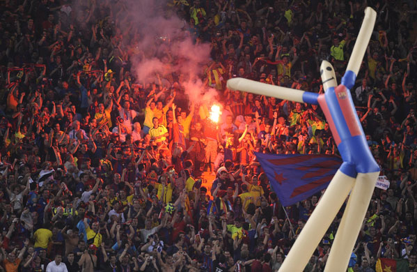 Footballers: Barca fans on final whistle