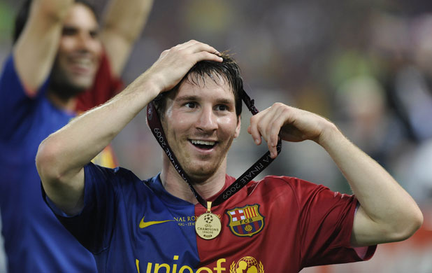 Footballers: Messi with winners medal