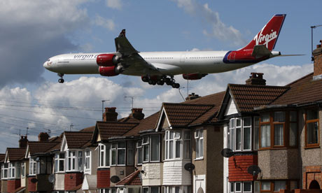 A Virgin Atlantic airline aircraft comes in to land at Heathrow Airport.
