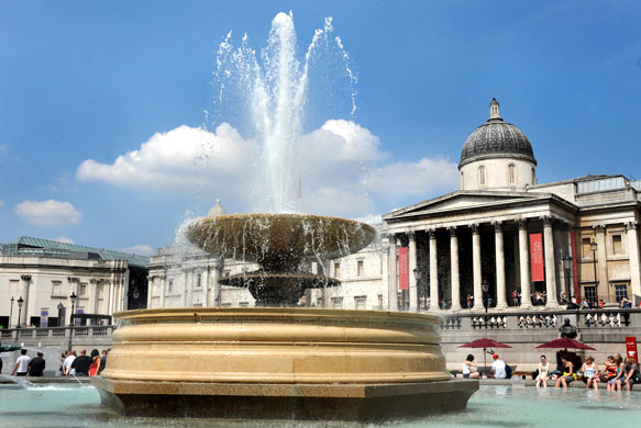 Trafalgar Square fountain: A fountain in Trafalgar Square before the restoration work