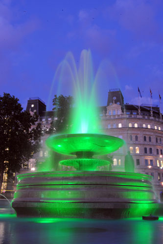 Trafalgar Square fountain: Brand new multi-coloured lights in Trafalgar Square fountains