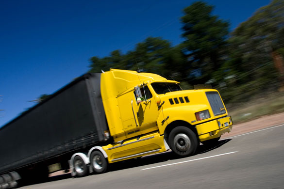 Road Trains: Road train on the Great Western Highway from Sydney to Adelaide