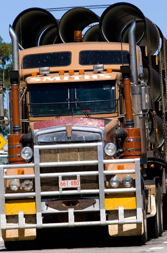 Road Trains: Road train on the Great Western Highway from Sydney to Adelaide, Australia