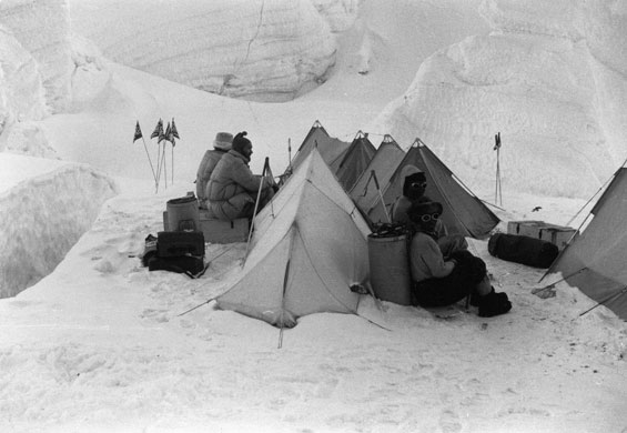 Changing Landscapes: Khumbu, Nepal, 1956: Members of Swiss Everest Expedition rest at high camp