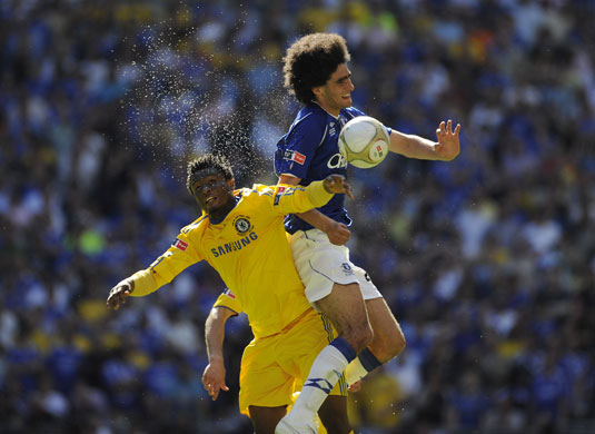 FA Cup final: Marouane Fellaini and John Obi Mikel challenge for the ball