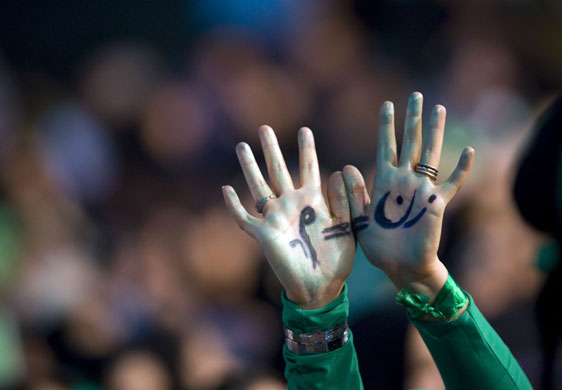 31 May 2009: Tehran, Iran: A supporter of Mirhossein Mousavi