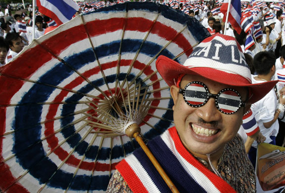 4 May 2009: Bangkok, Thailand: A man participates in a rally