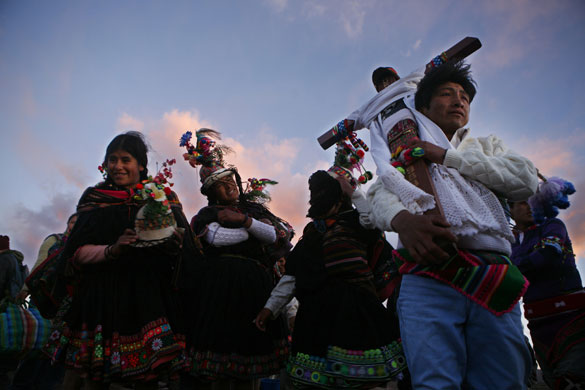 4 May 2009: Macha, Bolivia: Students practice the Thinku folk dance