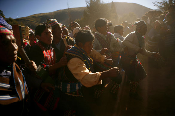 Thinku festival: Quechua Indians from rival communities charge for a ritual fight