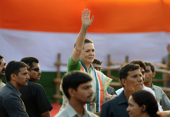 Gandhi election campaign: 16 April, Mumbai: India's Congress party president Sonia Gandhi