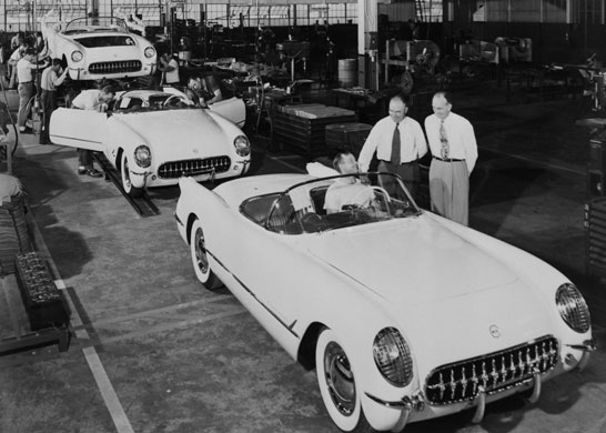 General motors: First Corvettes Rolling Off Assembly Line