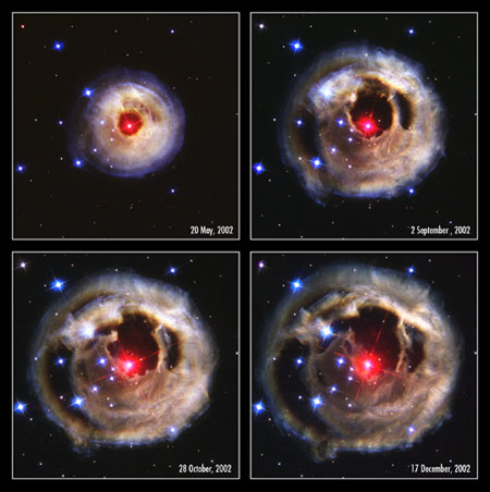 Hubble telescope : unusual stellar outburst 