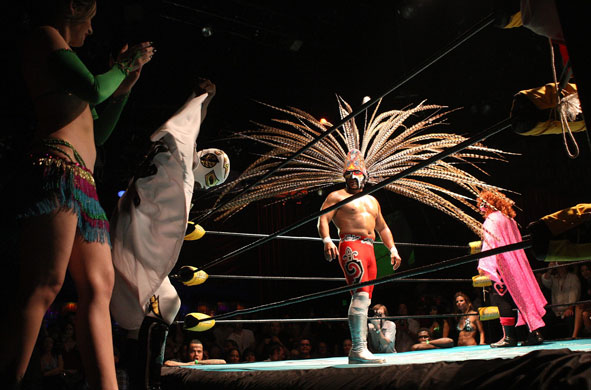 6 May 2009: Los Angeles, US: Luchadores, traditional Mexican wrestlers