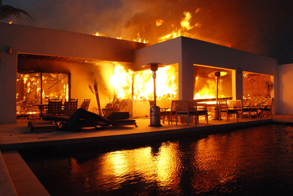 California Wildfires: House in Santa Barbara goes up in flames