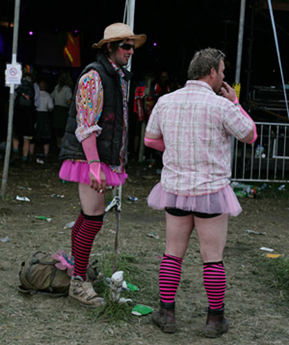 Festival fashion: Men in tutus at Glastonbury